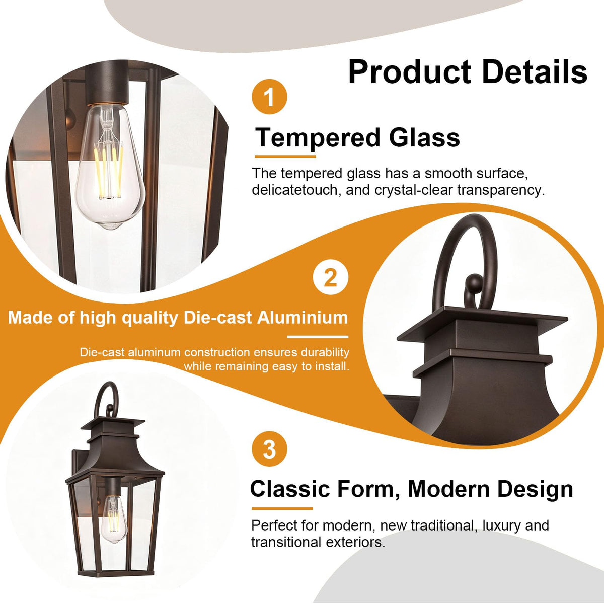 ALVIME Bronze Outdoor Wall Light Fixture (Dark Bronze / Large-19.25 Inch)
