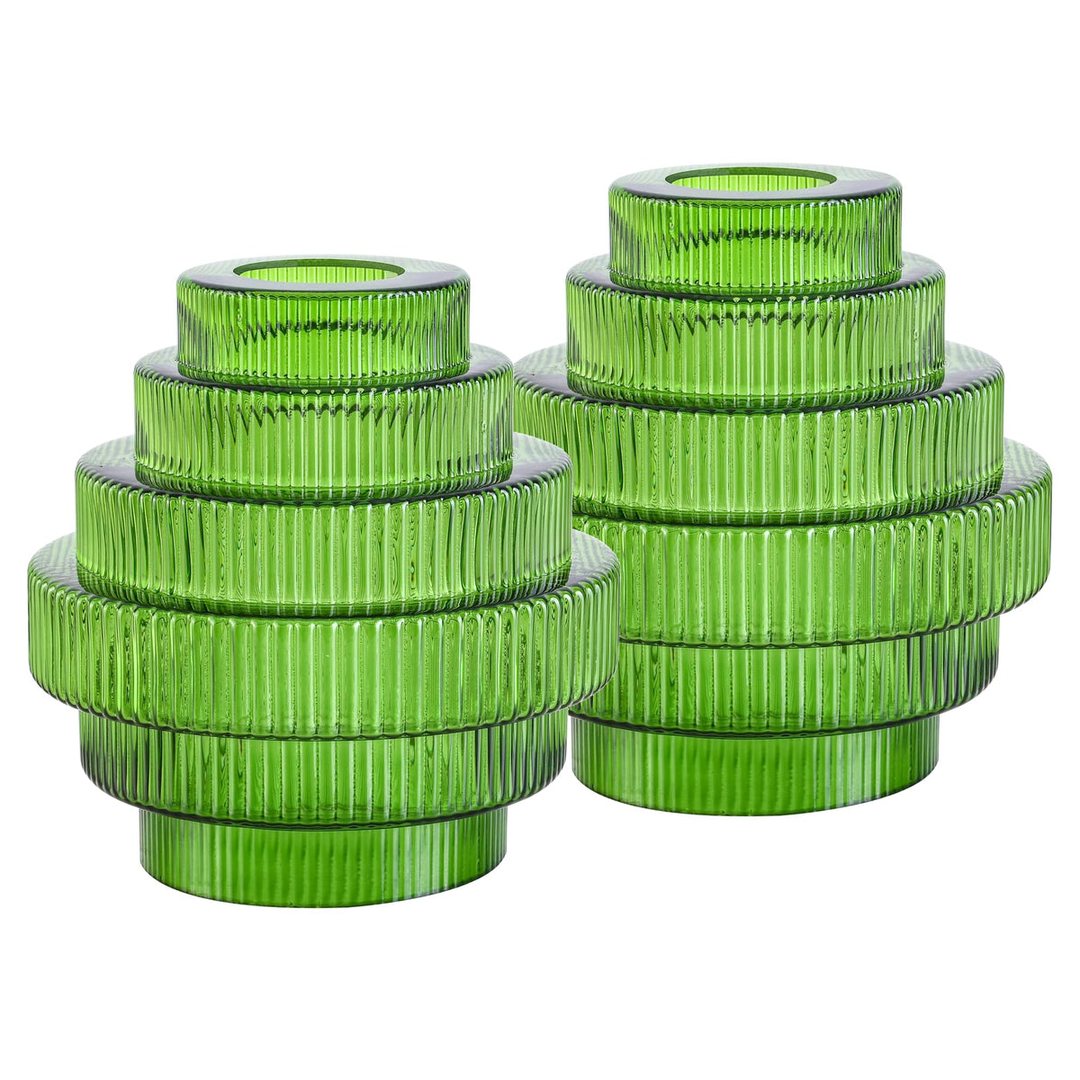 Green Stripes Glass Lamp Shades Set of 2 (Stripes Green / 2 Pack)