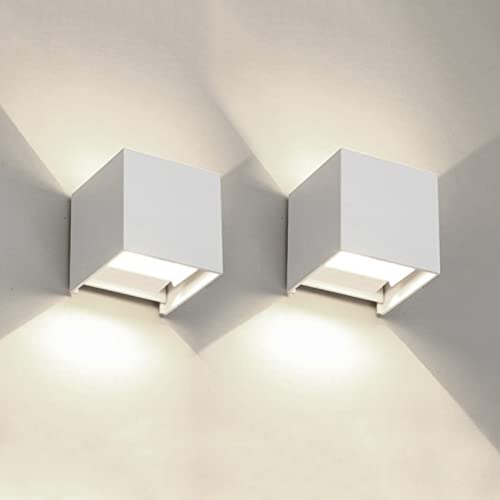 2 PCS 12W Outdoor Sconces Wall Lights LED Exterior (White-4000K-Natural Light / 3.94in.【2 Pack】)