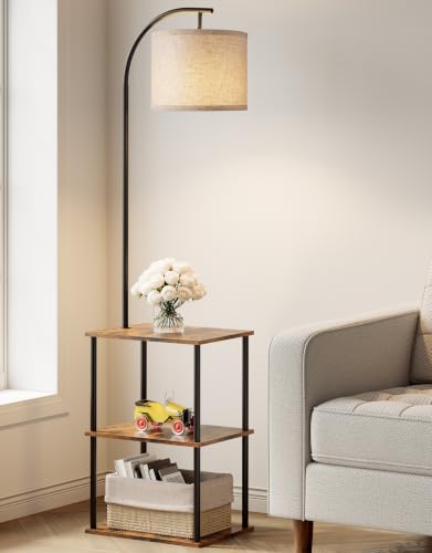 Floor Lamp with Table (Rustic Brown)