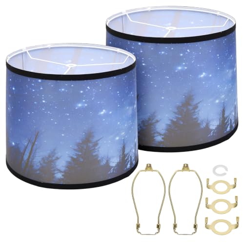 Drum Lamp Shades Set of 2 (Forests-Starry Sky-2)