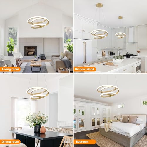 13.78 inches Gold Dimmable Modern Led Chandelier with Remote Control (Gold / 13.78 inches)