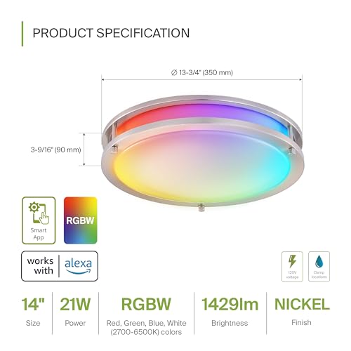 LED 14" Round Flush Mount Lighting (Brushed Nickel)