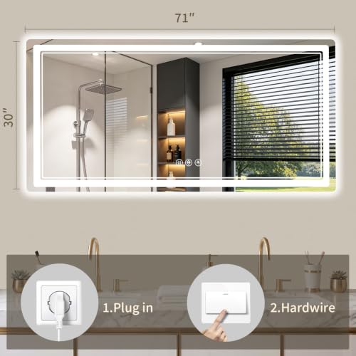 30"x71" LED Bathroom Mirror with Lights (71"L x 30"W)