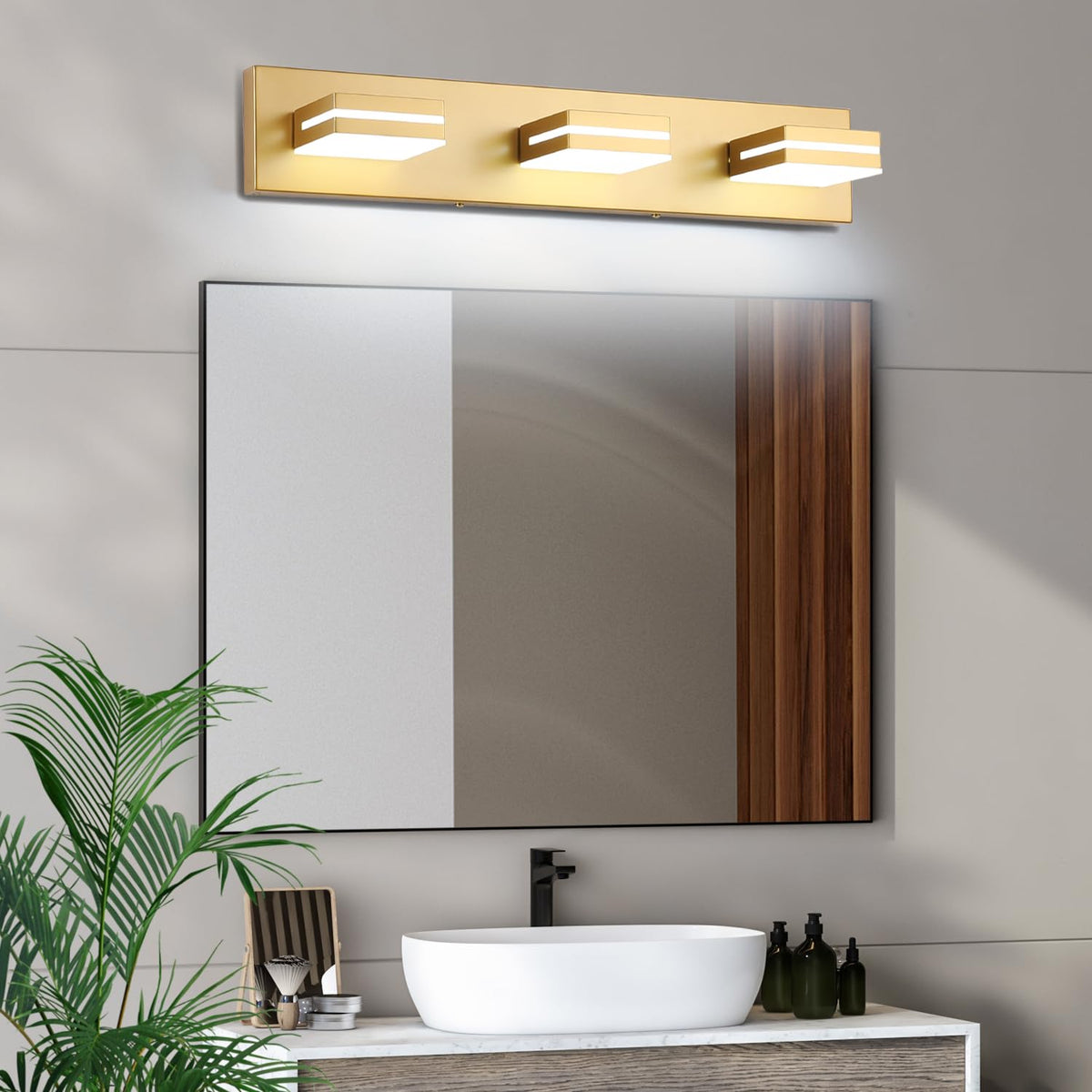 LED Modern Bathroom Vanity Light Fixtures (3-Light, 24-Inch / Gold, White)