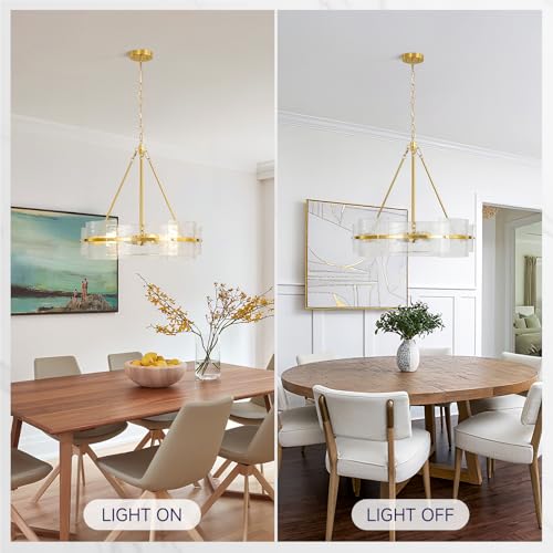 Modern Gold Drum Dining Room Chandeliers (Brushed Gold)