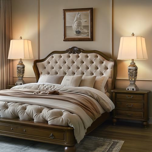 27.5" Touch Control Traditional Table Lamp Set of 2 with USB A+C (Antique Silver-7 / 27.5")