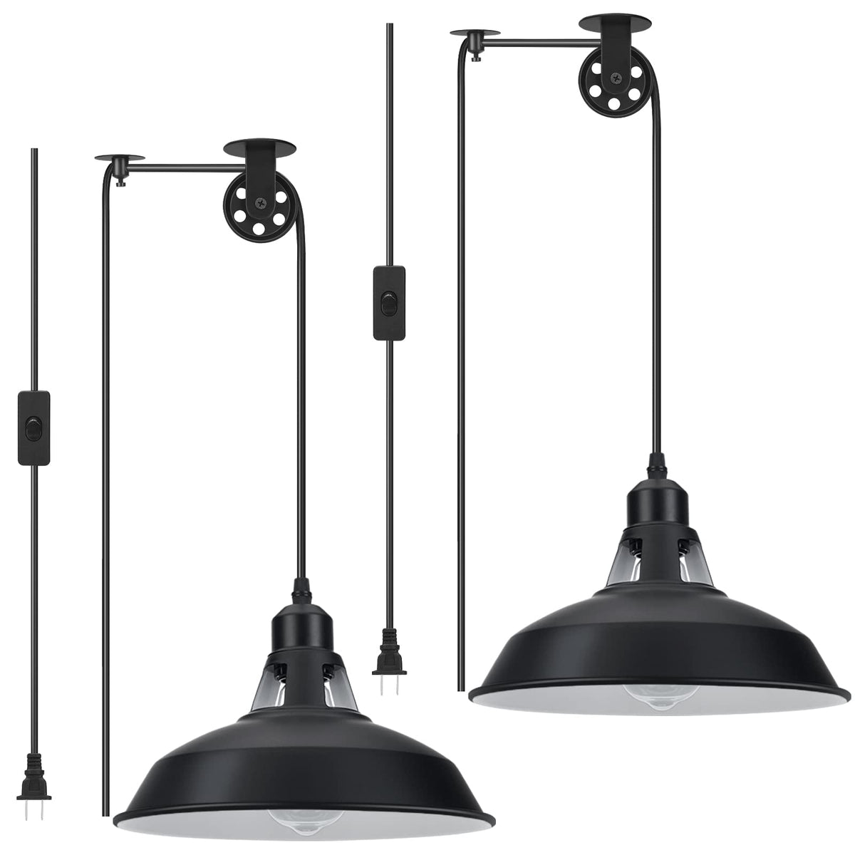 Plug in Pendant Light (Black / 2 Pack)