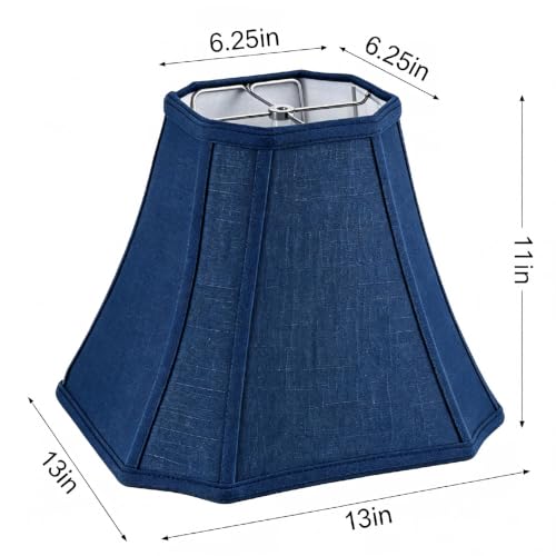 Navy Blue Hexagonal Linen Lamp Shade (Blue / (6.25*6.25)(13*13)11* 1 Pack)