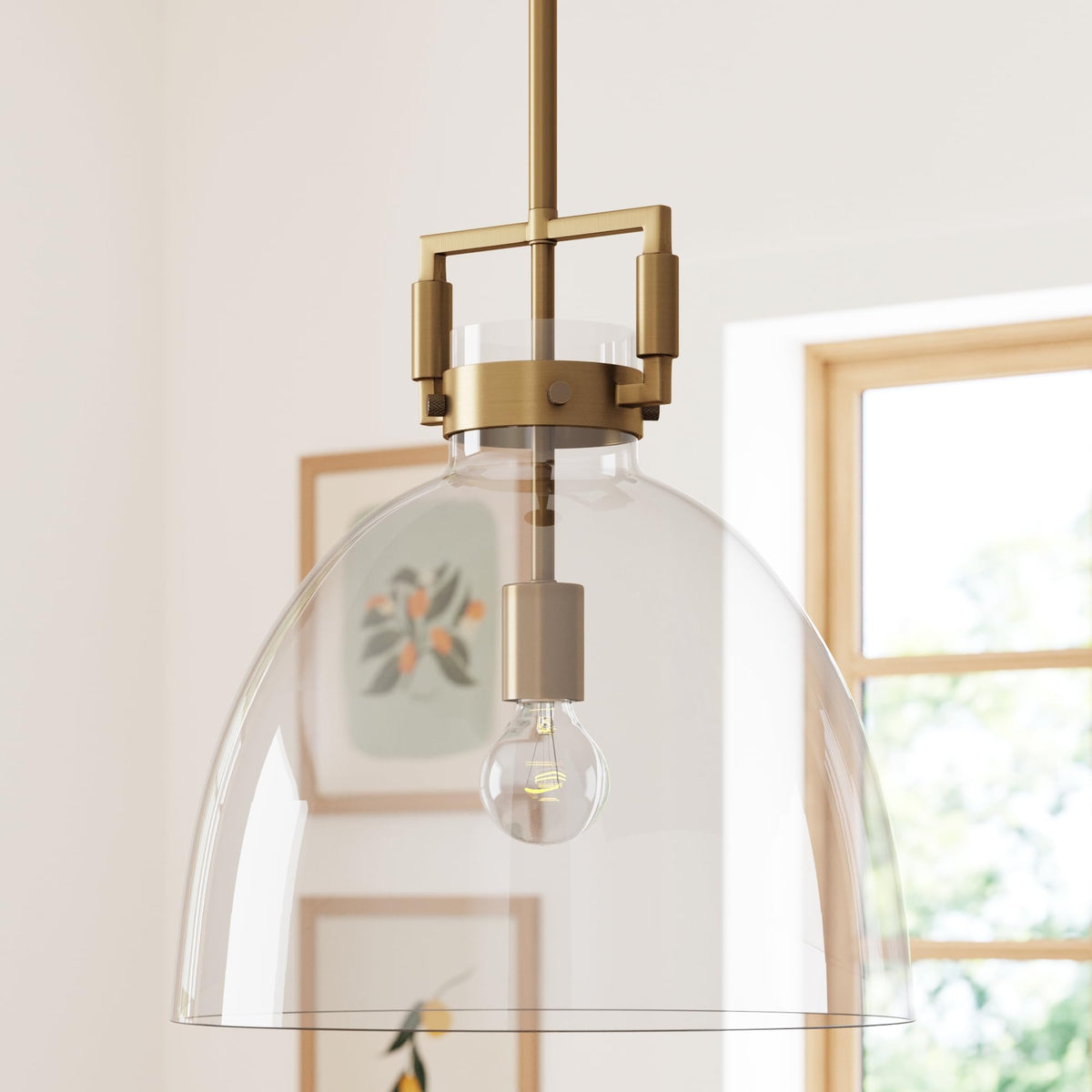 Leigh Pendant Lighting (Vintage Brass/Clear / Set of 2)