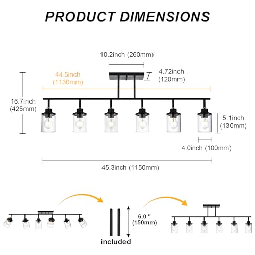 6 Light Track Lighting Kit Black Track Lighting Fixtures (Black / 6 Light)
