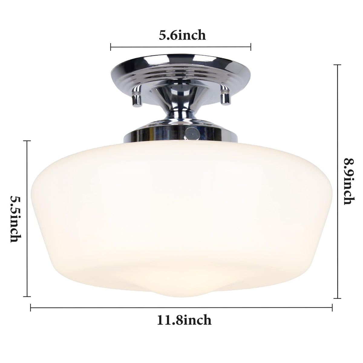 Schoolhouse Style Semi Flush Mount Ceiling Light Fixture (Chrome / Medium)