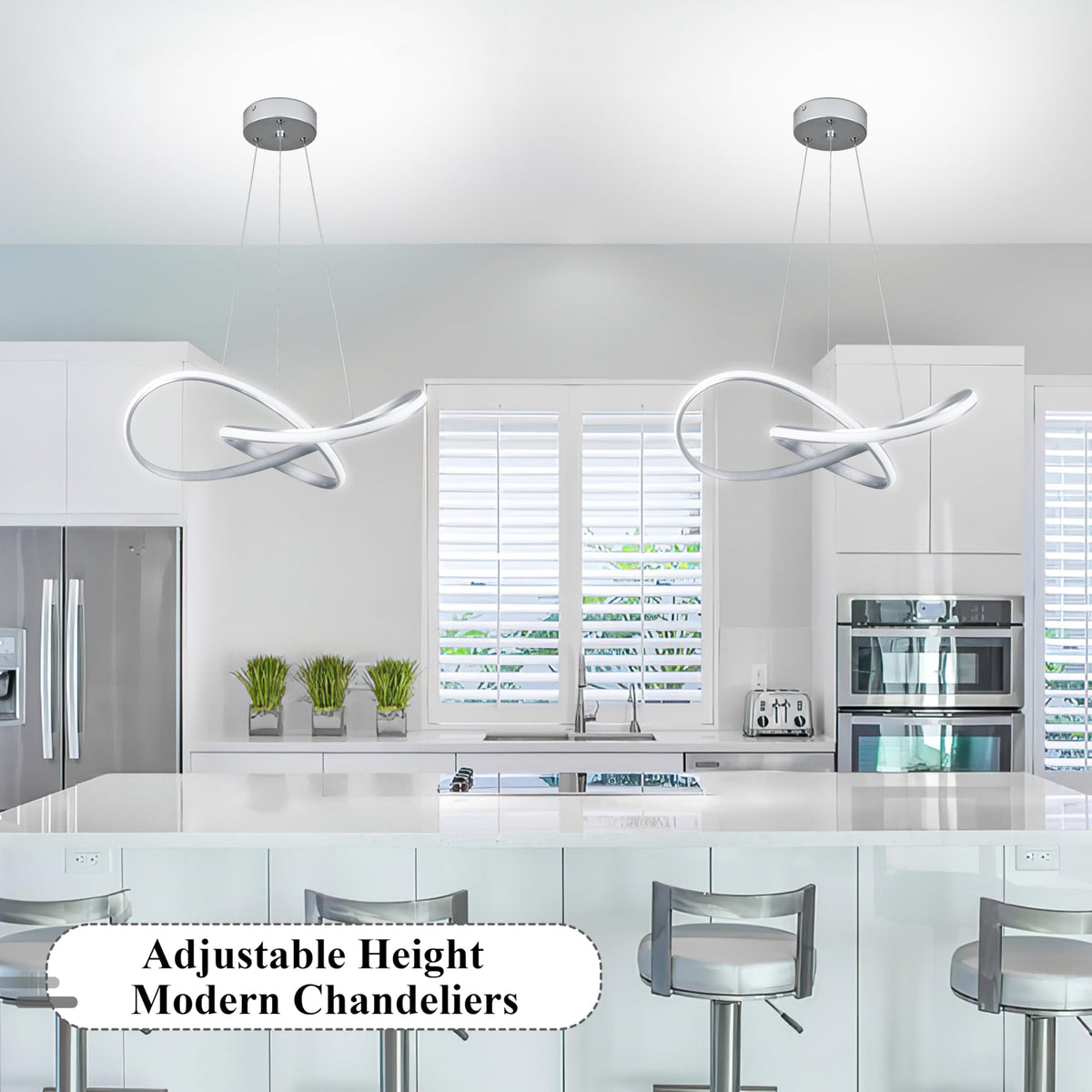 Modern LED Pendant Light Fixture Contemporary Ring Chandelier Nickel with 3000K (Nickel / 20 Inch)