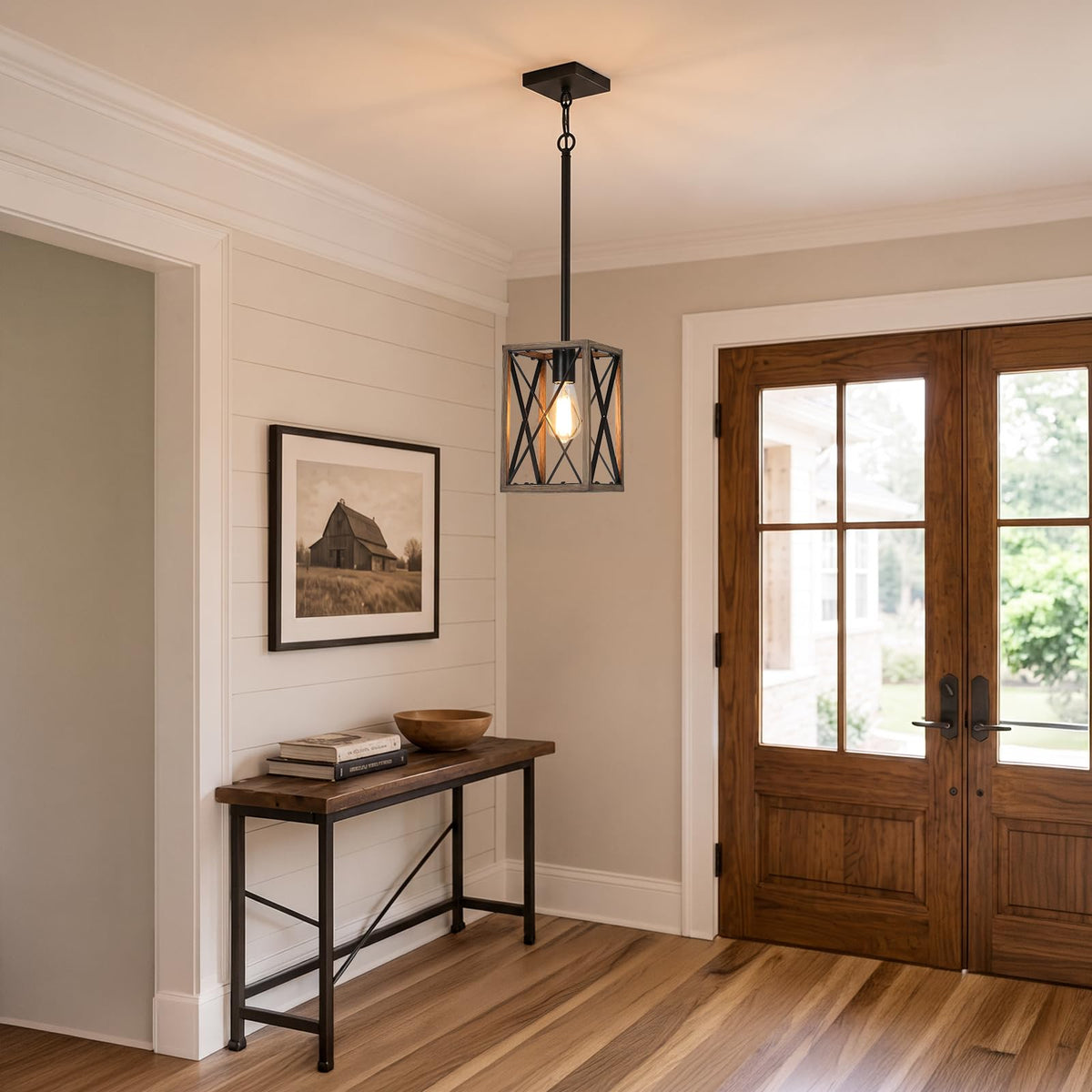 1 Light Farmhouse Pendant Light (Wood Grain / 1-Light)