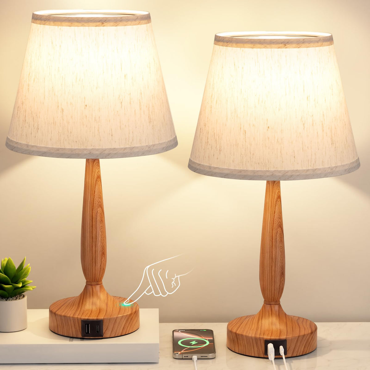 Wood Paint Touch Table Lamp for Bedroom (Wood Paint)