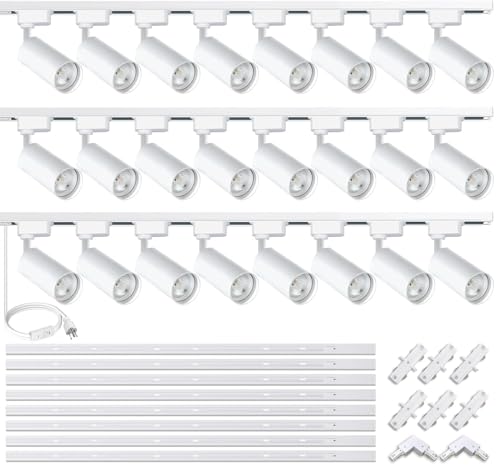 Plug in J&L Type LED Track Lighting Kits Dimmable Adjustable Angle Heads