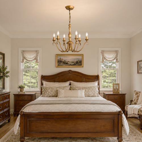 Farmhouse Vintage Antique Brass Chandelier