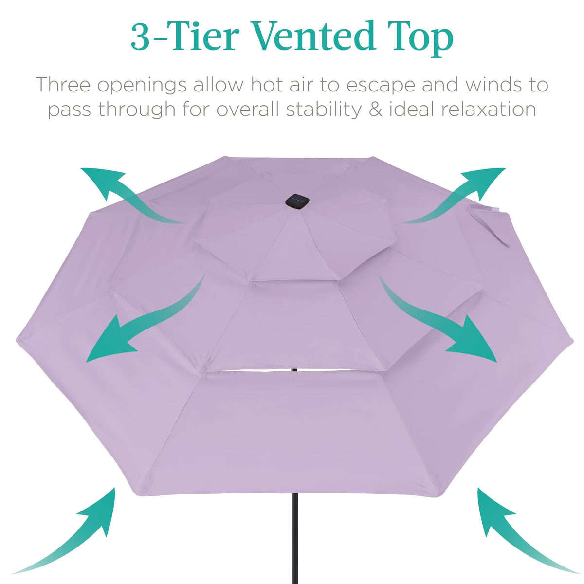 10ft 3 Tier Solar Patio Umbrella (10ft / Lavender)
