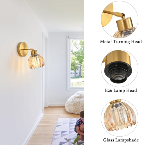 Wall Sconces Vintage Fixture Light (Tulip Amber / 2 PACK)