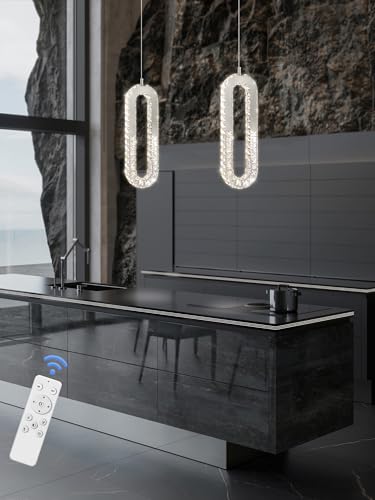 1 Ring Chandelier Silver Modern Pendant Lighting LED Dimmable Hanging Crystal Chandelier for Kitchen Island Foyer Lobby Living Room Staircaes (Silver / 1 Ring)