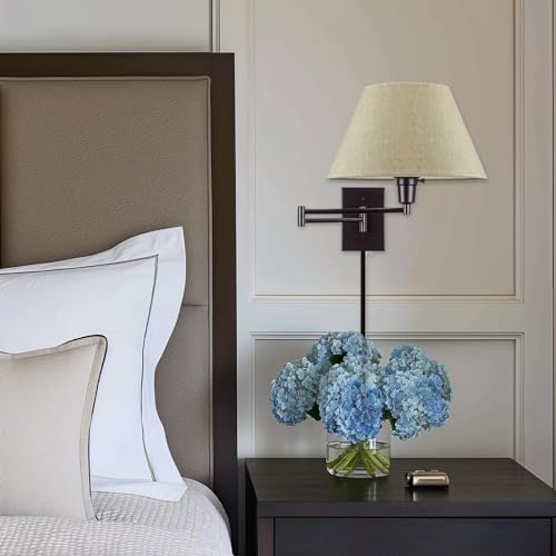 Cambridge 15" Modern Swing Arm Wall Sconce with 3 (Black,Latte Mocha Shade)