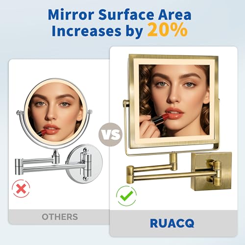Wall Mounted Makeup Mirror with Lights 1X (Antique Brass)