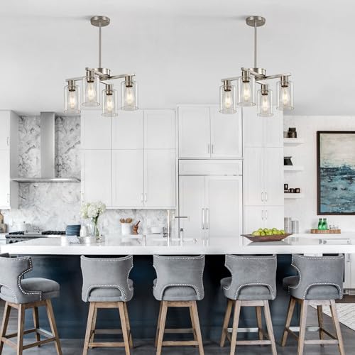 6 Light Black Modern Farmhouse Chandelier for Dining Room Light Fixtures Over Table