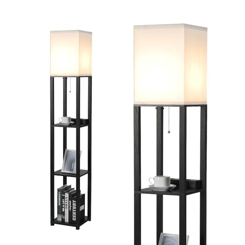 Floor Lamp with Shelves and USB (Black(USB))