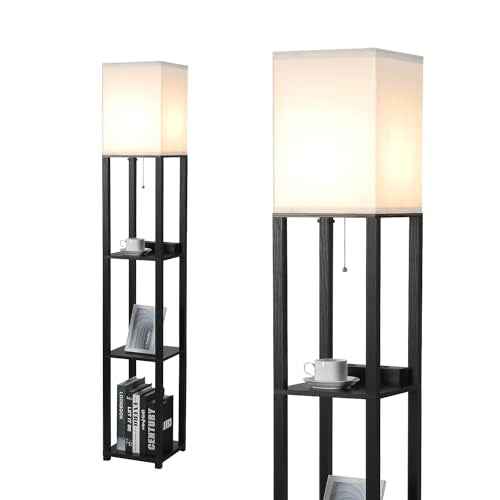 Floor Lamp with Shelves and USB (Black(USB))