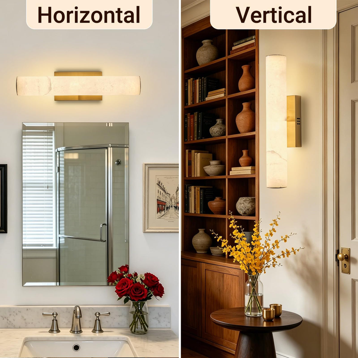 20in Alabaster Wall Sconces (Gold-20in-1 Pack)