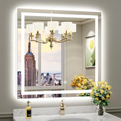 36x36 Inch Inch LED Bathroom Mirror with Lights (Backlit+front Lit / 36"L x 36"W)