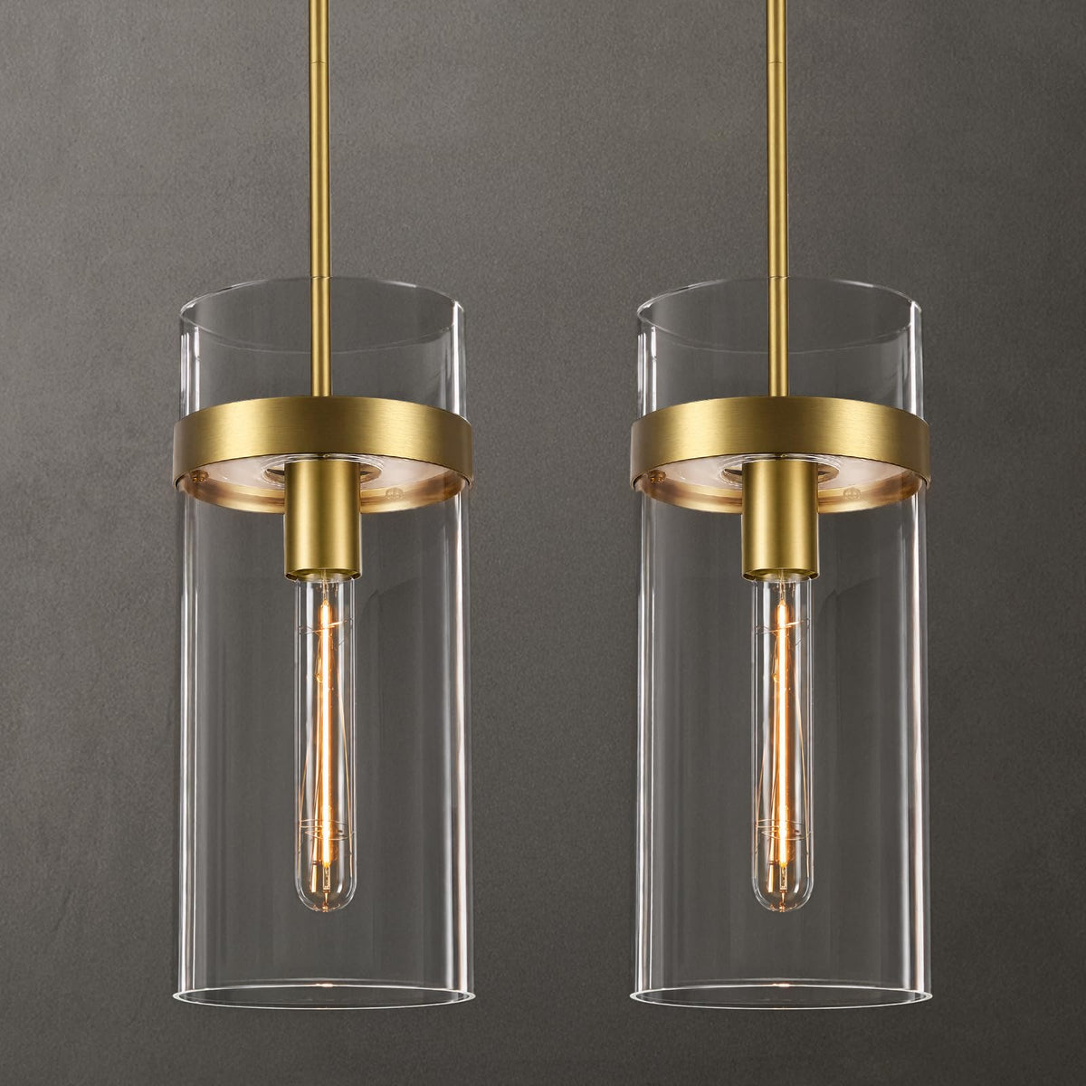 6 Inch Brass Pendant Lights Kitchen Island 2 Pc (Brass-6-IN-2PC)