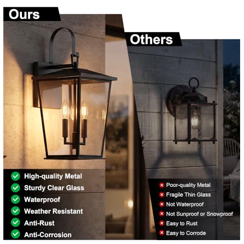 Modern Outdoor Wall Sconce Fixture 20 1 (Black-20.5in 1PCS / Non Dusk to Dawn)
