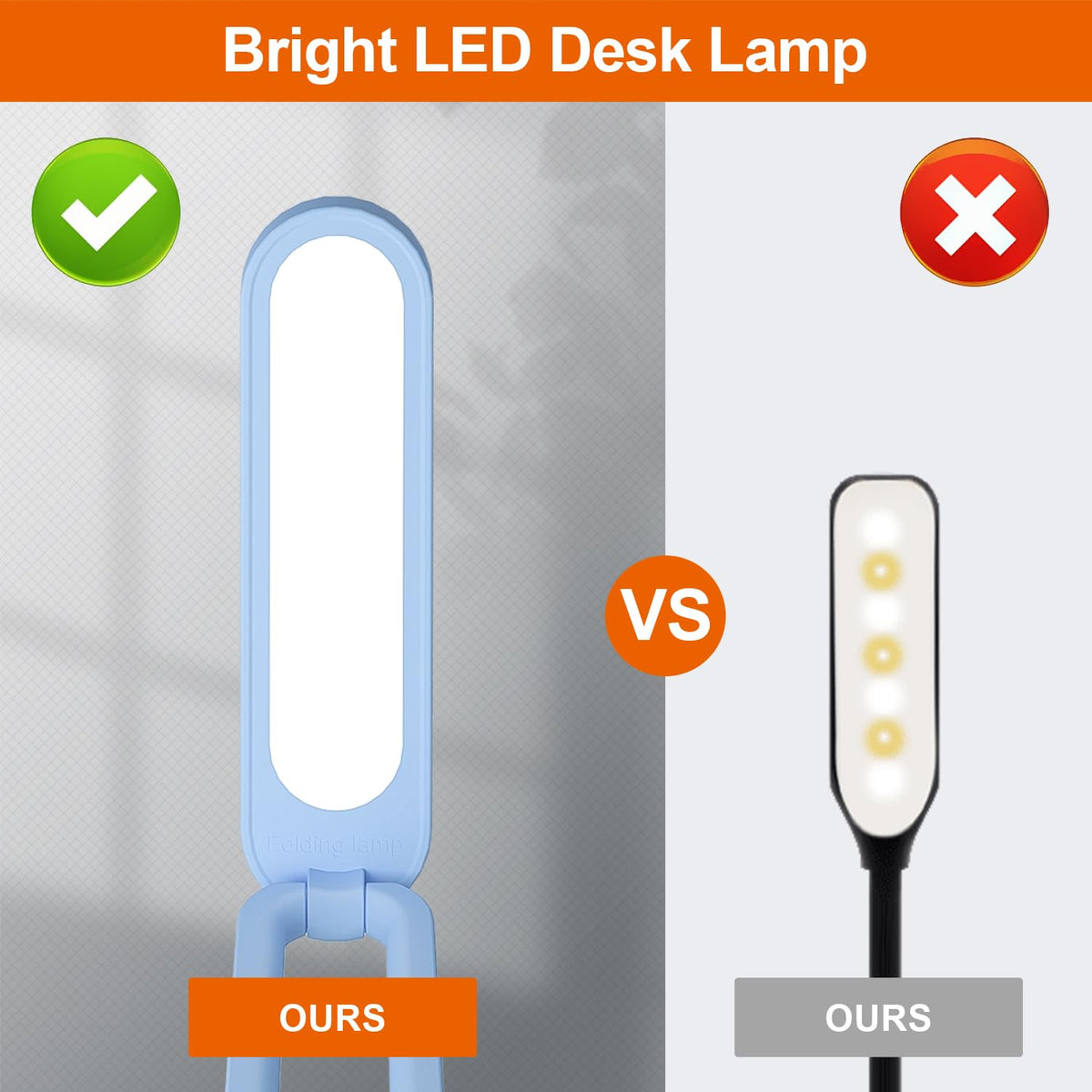 LED Desk Lamp for Office Home & Battery Operated Lamp Rechargeable Lamp Foldable & Portable Light (Blue (1-Pack))