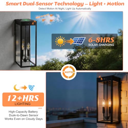 20 Inch Extra Large Solar Lanterns with Motion Sensor Solar Lights Outdoor (20in)