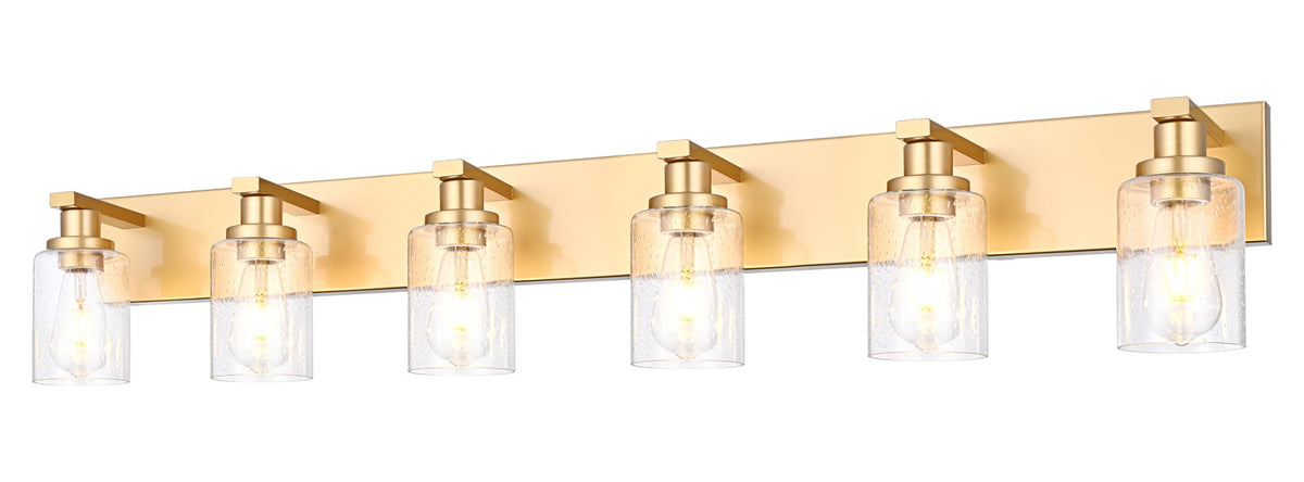 Gold 6 Light Seeded Glass Bathroom Vanity Light (Gold / 6-Light)