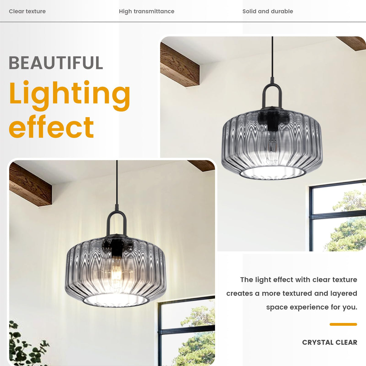 Blown Glass Pendant Lights Kitchen Mid Century Vintage Pendant Light Gray Lantern Globe Shade Modern Ceiling Hanging Light Large Glass Chandelier for Music Studio Bedroom Above Table (Gray-2)