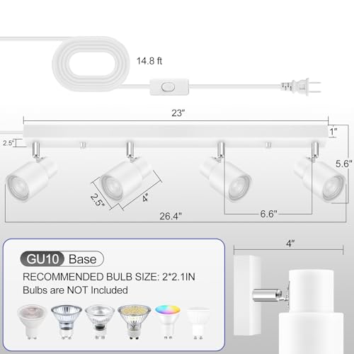 Plug in Track Lighting (White / 23" 4-Light Track Lighting)