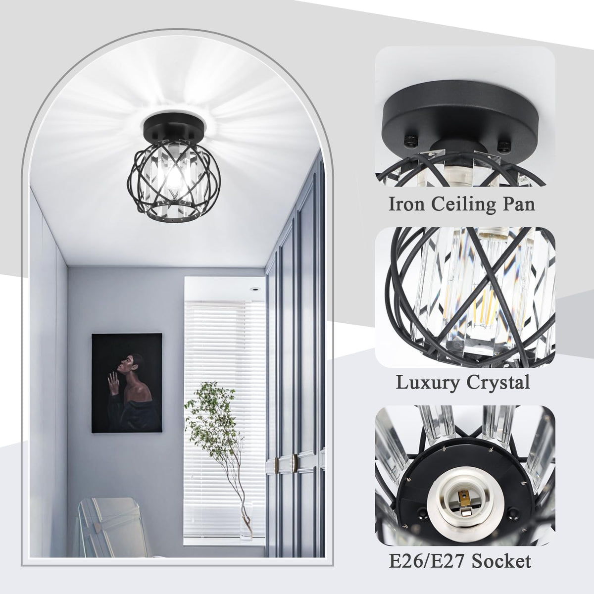 Hallway Ceiling Light fixtures (Black 1)