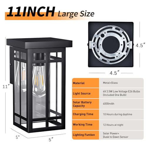 Solar Porch Lights Outdoor 2 Packs