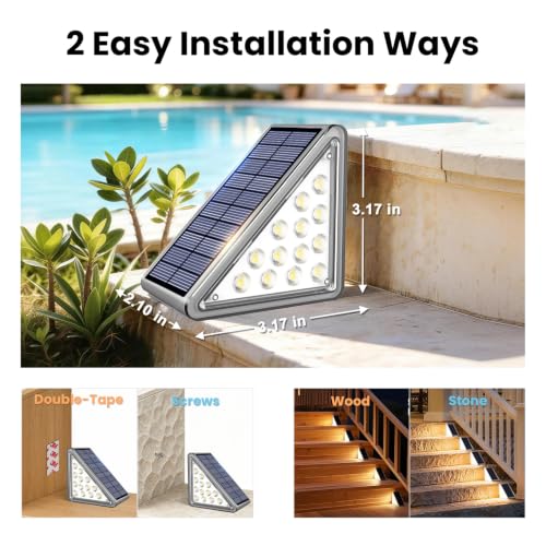 6 Pack Solar Step Lights Outdoor Waterproof (Gray)