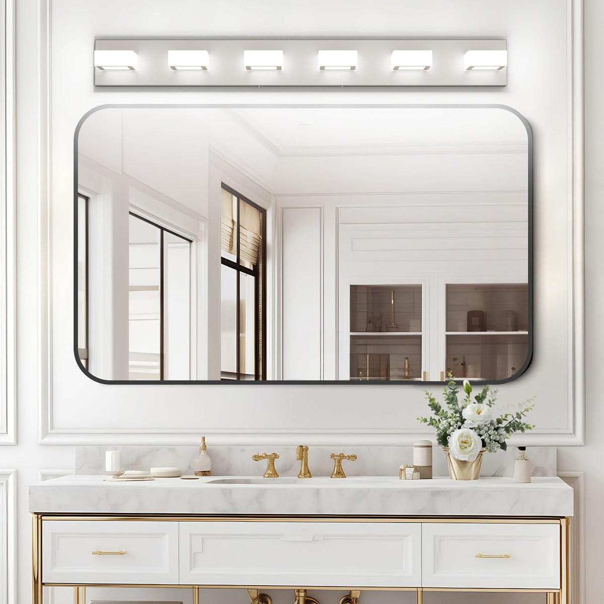 Brushed Nickel Bathroom Vanity Light Metal Acrylic Modern LED Bathroom Lighting Over Mirror (Brushed Nickel / 40.4 inch)
