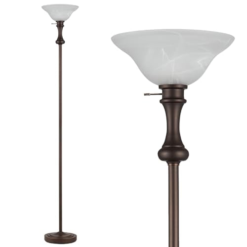 Torchiere Brown Floor Lamp for Living Room with Glass Shade (Brown 1 Head)