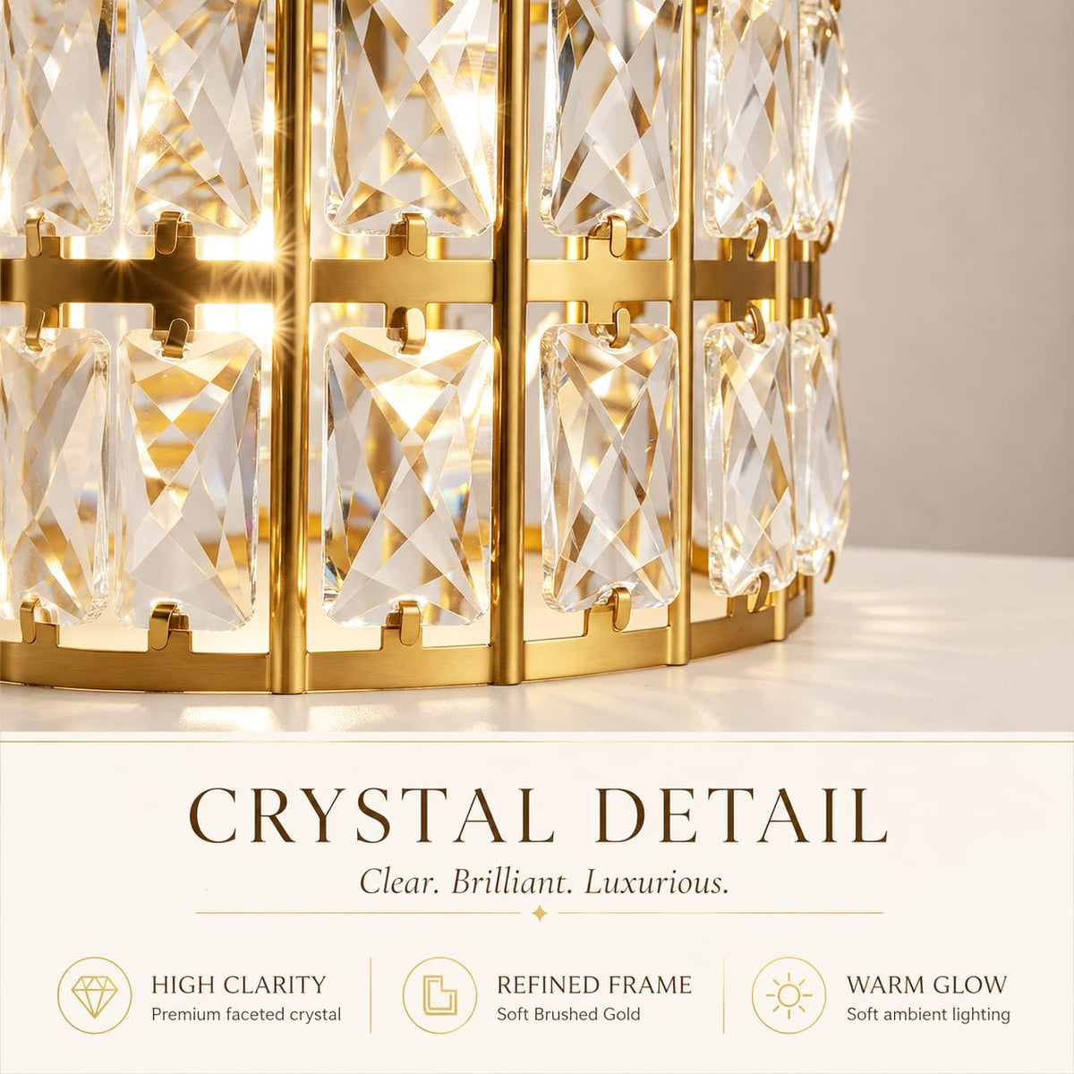 Crystal Ceiling Light Fixture (9in - 1 light - A / Gold)