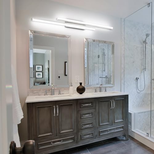 48 Inch Bathroom Light Fixtures Brushed Nickel Vanity Light Bar LED Modern Bath Wall Lighting Over Mirror (Nickel-Non Dimmable / 48inch)