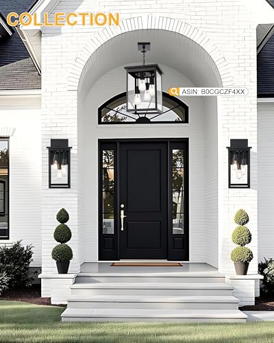 2 Pack Large Outdoor Wall Light Fixtures (Black / 3-Light, 2-Pack)