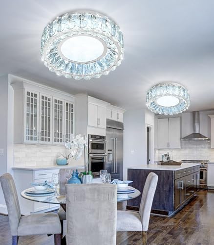 Modern Crystal Chandeliers for LED Dimmable Pendant Lighting Flush Mount Light Living Room