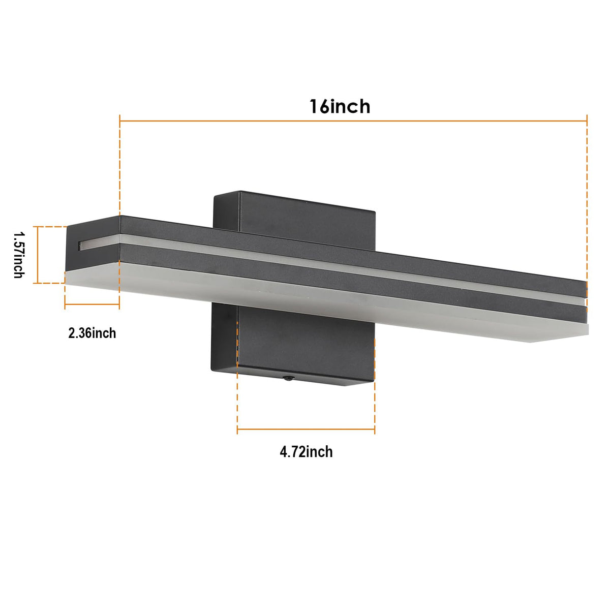 16 Inch LED Modern Bathroom Vanity Light Bar (16-Inch / Black-Cool White)