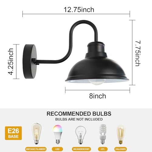 Gooseneck Barn Light Outdoor Wall Lights 8" Exterior Lighting Fixtures (8*7.75*12.75 inches)