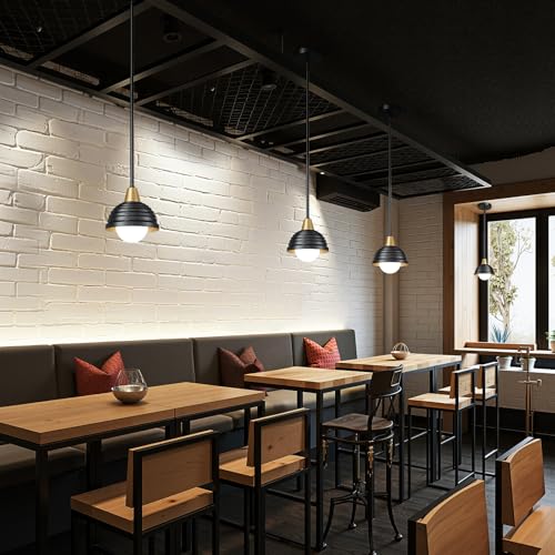 Industrial Kitchen Pendant Light Fixtures (Black & Gold / 3 Pack-6inch)